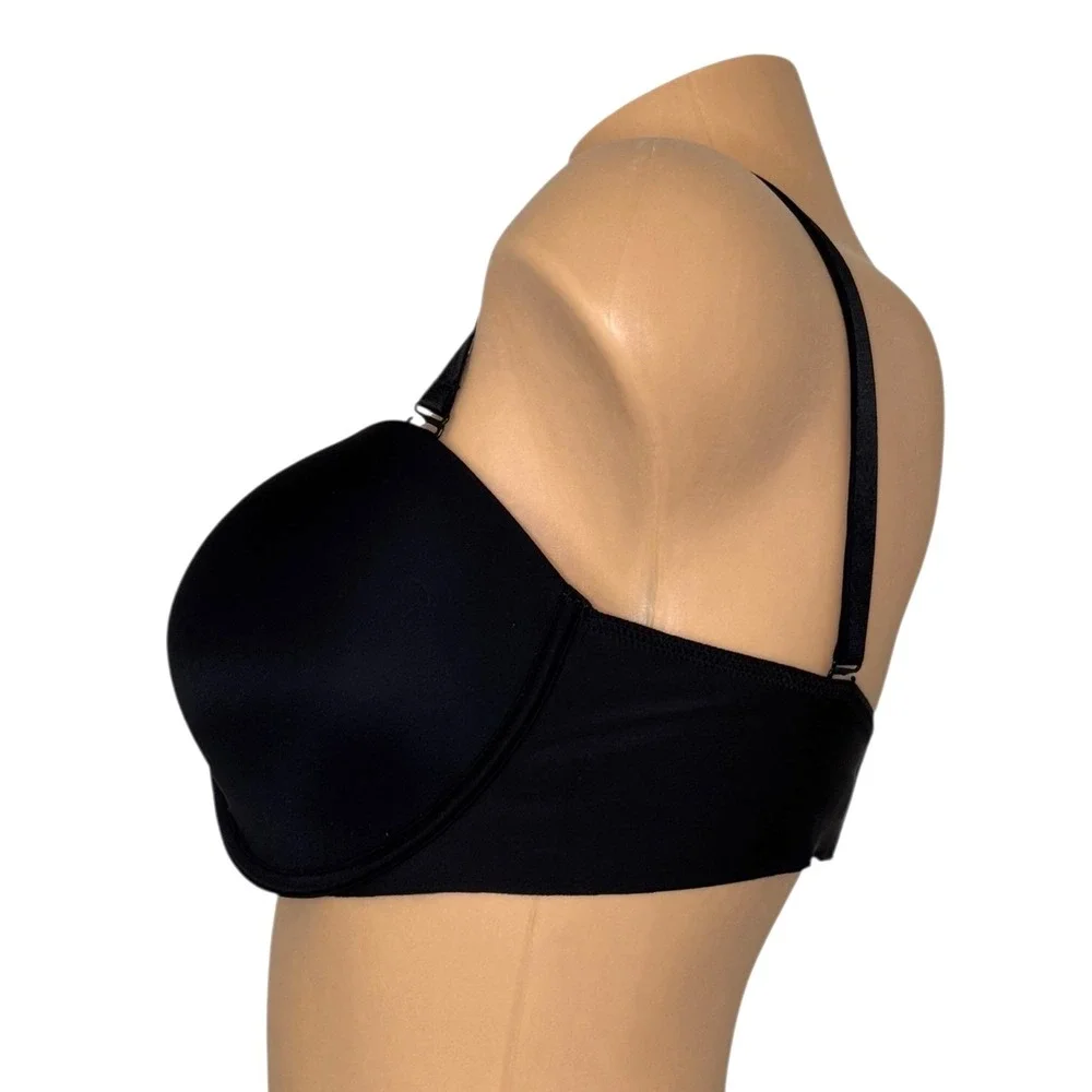 Victoria's Secret 38D BARE Every-Way‎ Strapless Uplift light Push up Bra Black